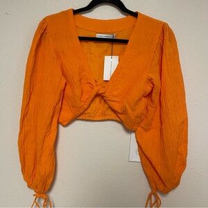 Faithfull the Brand Tangerine V-Neck Crop Blouse